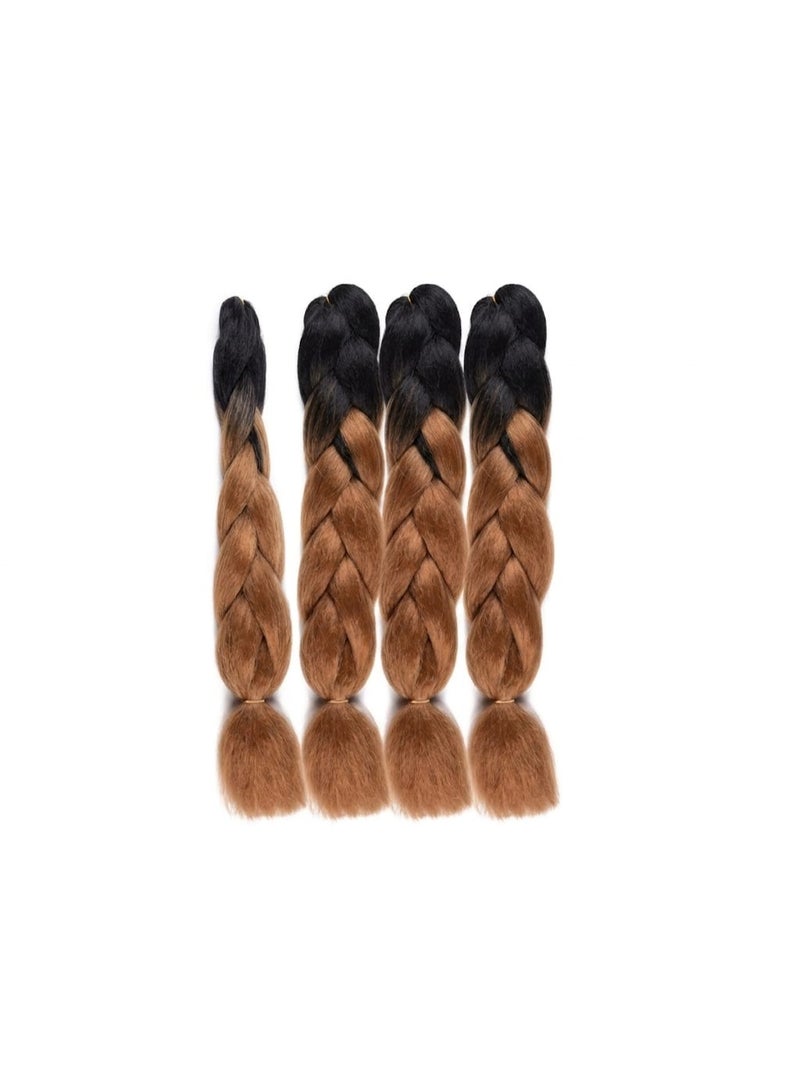Ombre Black to Honey Brown Kanekalon Braiding Hair Extensions for Box Braids & Afro Styles - 90cm Long - Professional Synthetic Hair - Image 2