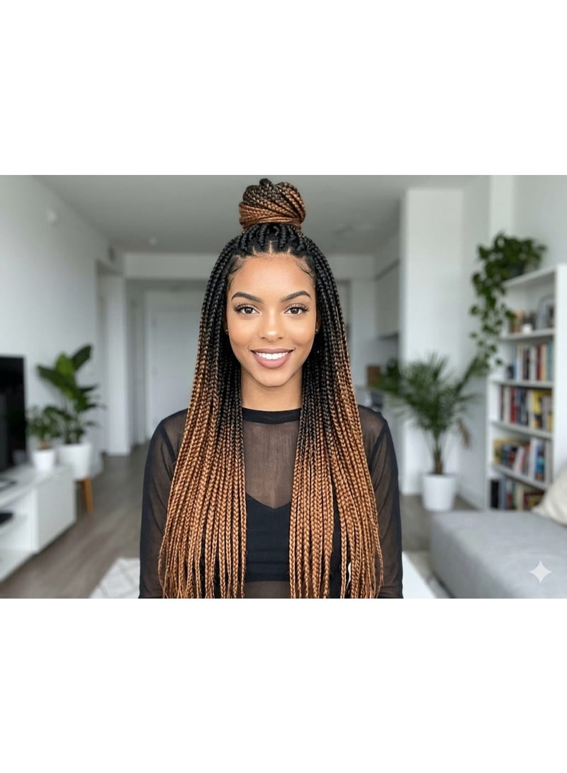 Ombre Black to Honey Brown Kanekalon Braiding Hair Extensions for Box Braids & Afro Styles - 90cm Long - Professional Synthetic Hair - Image 3