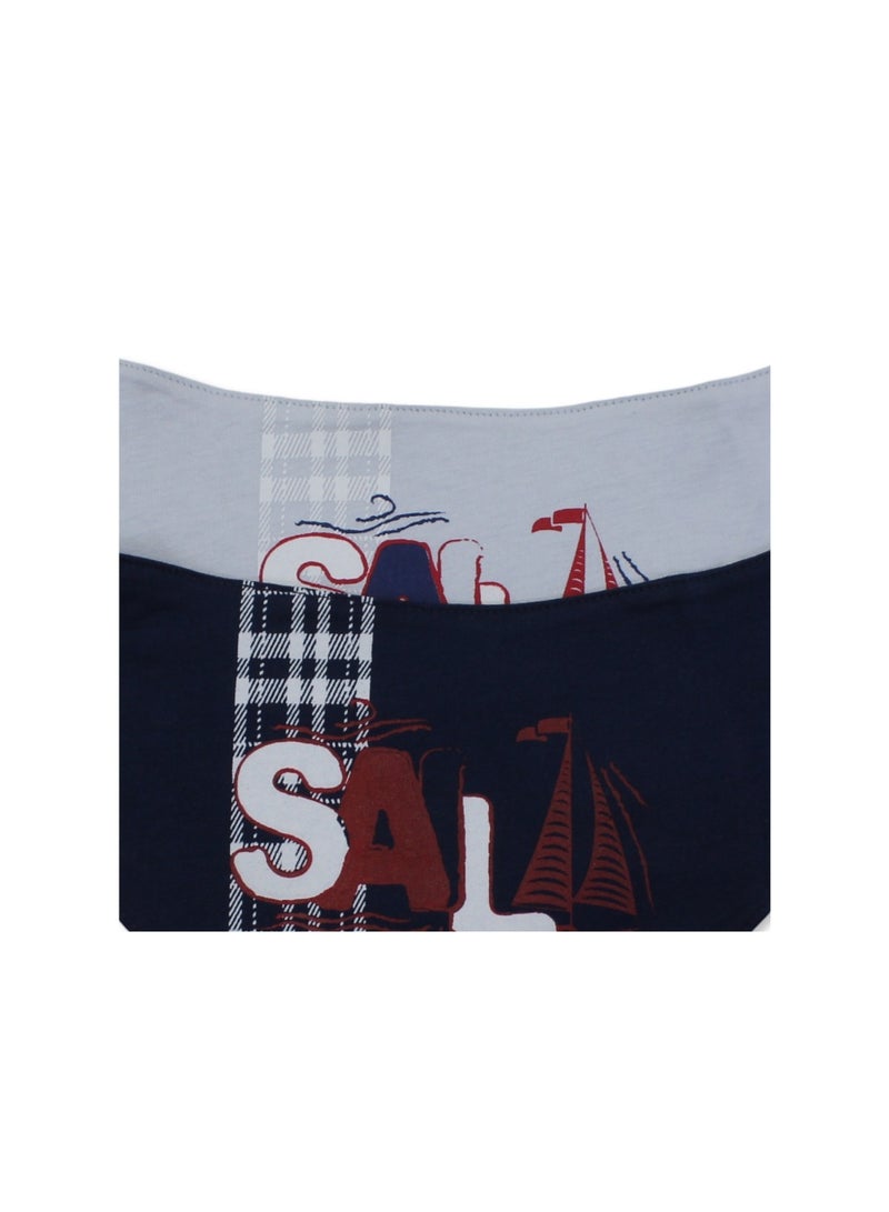 Junior Cotton Bib – Navy & Baby Blue with "Sal" Print (2Pcs) - Image 3