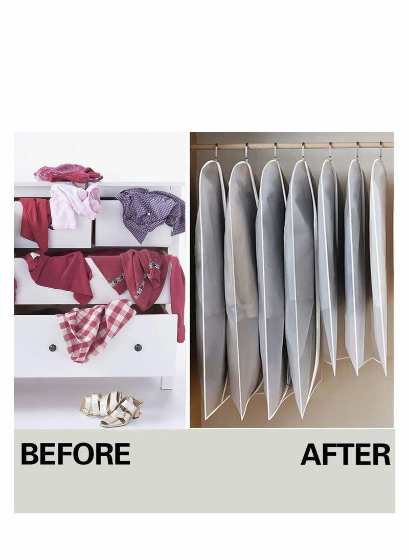 Excefore Garment Bags with Zipper, Garment Cover, 8 Pack Clear Garment Bags, Hanging Garment Bag, Dress Garment Bags for Closet Storage or Travel, Breathable Garment Covers 24'' x 43''/ 50''  - Image 3