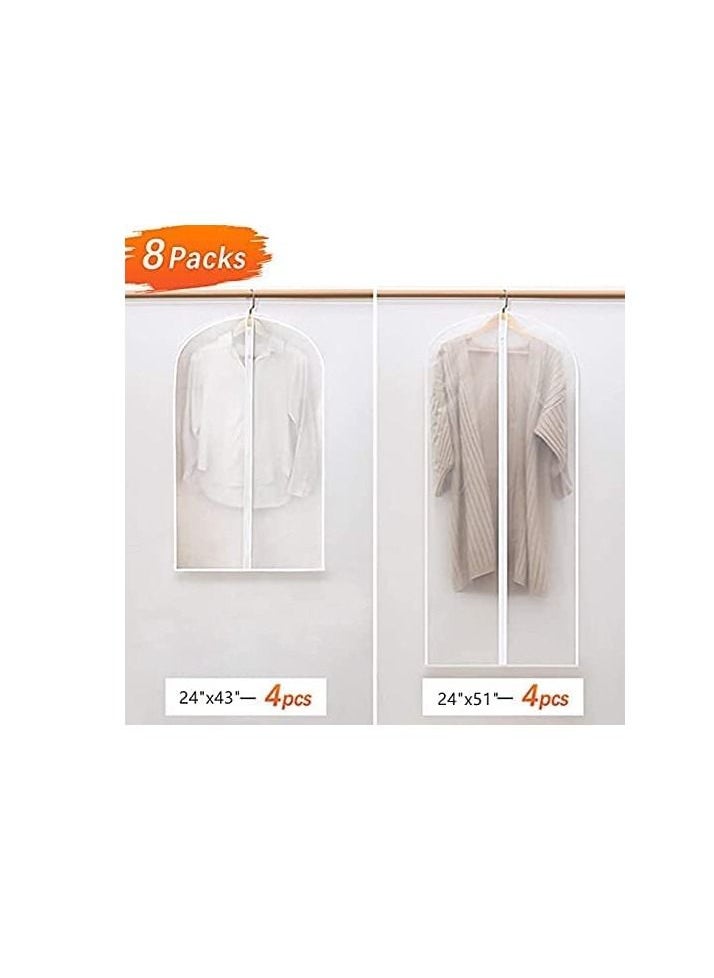 Excefore Garment Bags with Zipper, Garment Cover, 8 Pack Clear Garment Bags, Hanging Garment Bag, Dress Garment Bags for Closet Storage or Travel, Breathable Garment Covers 24'' x 43''/ 50''  - Image 5