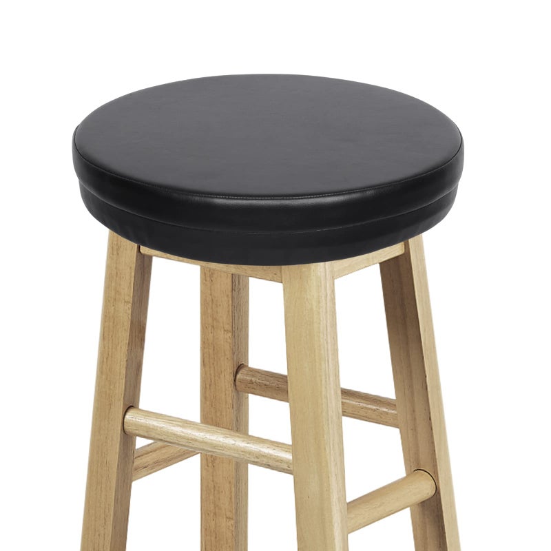Shinnwa Bar Stool Cushion Round Foam Padded Seat Cushions Waterproof Leather Bar Stool Covers with Elastic and Non Slip Bottom 13 Inch Black