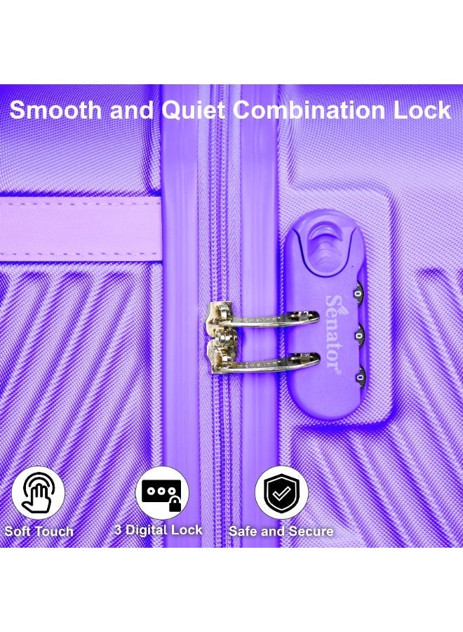 SENATOR Hard Case Suitcases Trolley Luggage Set For Unisex ABS Lightweight Travel Bags with 4 Spinner Wheels KH1065 Highlight Purple - Image 4