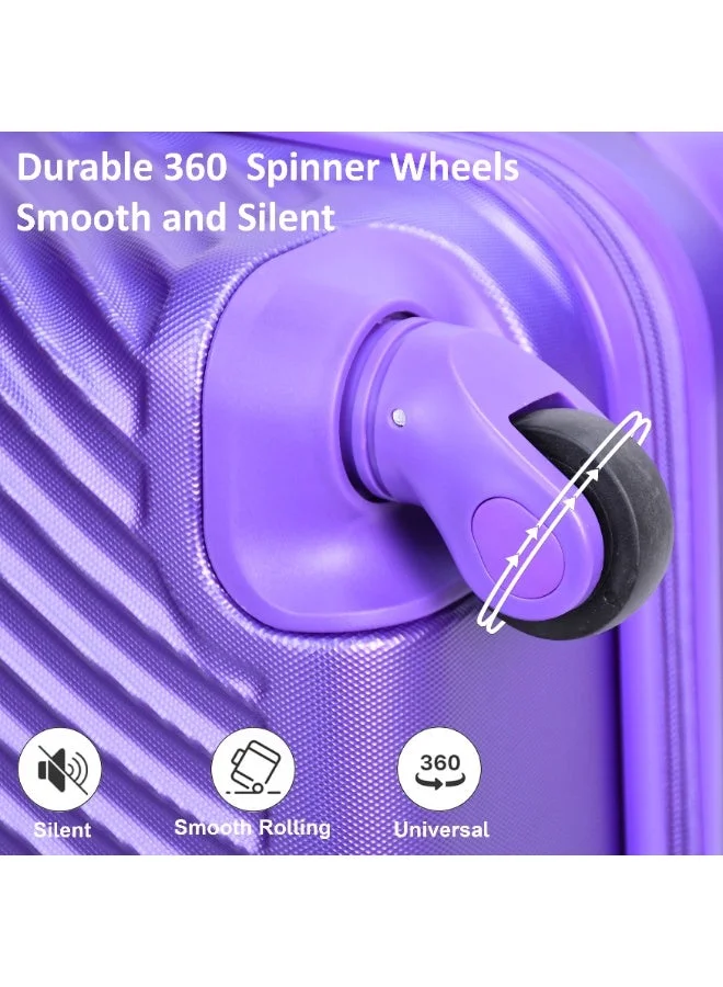 SENATOR SET OF 3 Hard Case Suitcases Trolley Luggage Set For Unisex ABS Lightweight Travel Bags with 4 Spinner Wheels KH1065 Highlight Purple  | Best Price UAE