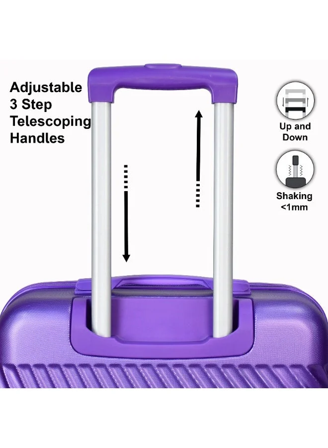 SENATOR SET OF 3 Hard Case Suitcases Trolley Luggage Set For Unisex ABS Lightweight Travel Bags with 4 Spinner Wheels KH1065 Highlight Purple  | Best Price UAE