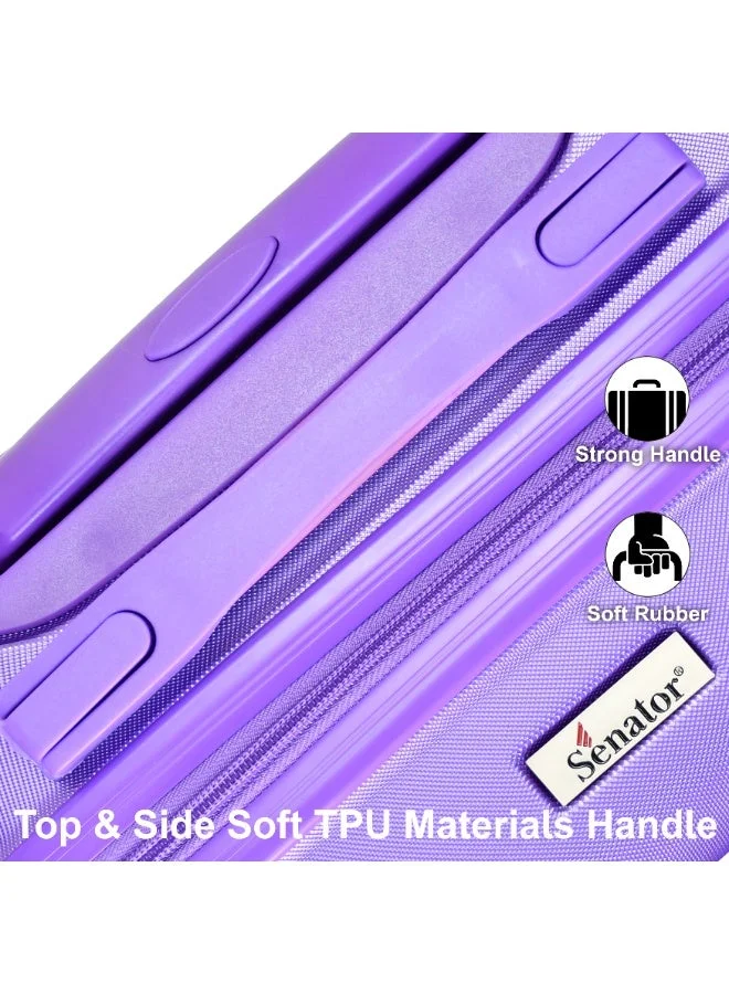 SENATOR SET OF 3 Hard Case Suitcases Trolley Luggage Set For Unisex ABS Lightweight Travel Bags with 4 Spinner Wheels KH1065 Highlight Purple  | Best Price UAE