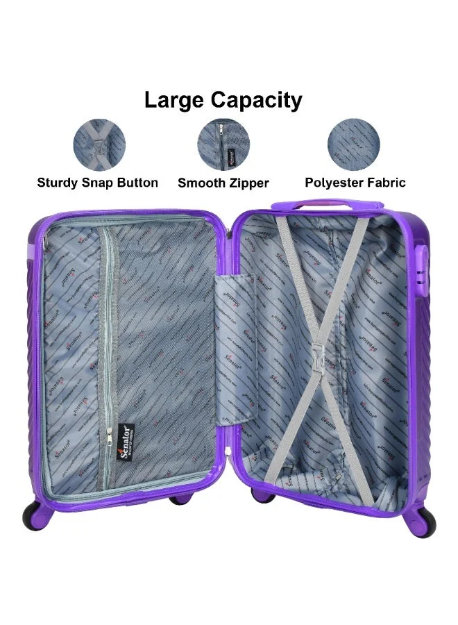 SENATOR SET OF 3 Hard Case Suitcases Trolley Luggage Set For Unisex ABS Lightweight Travel Bags with 4 Spinner Wheels KH1065 Highlight Purple  | Best Price UAE