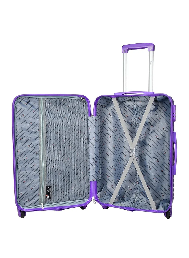 SENATOR SET OF 3 Hard Case Suitcases Trolley Luggage Set For Unisex ABS Lightweight Travel Bags with 4 Spinner Wheels KH1065 Highlight Purple  | Best Price UAE