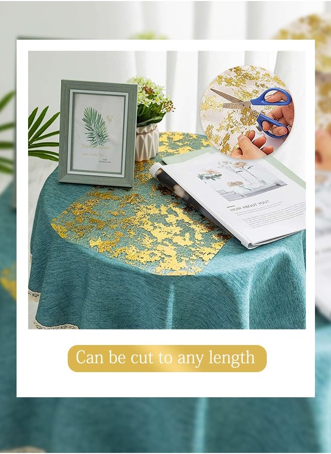 2PCS 16.4ft Gold Table Runner, Glitter Metallic Gold Runners Roll Sequin Thin Mesh Table Runner for Event Party, Wedding, Birthday Party Glam Table Decorations