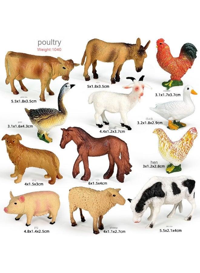 NIBEMINENT Free Shipping Solid Simulation Mini Farm Animal Models - Educational Chicken, Duck, Goose, Cow, Sheep, Horse Toy for Children's Cognition