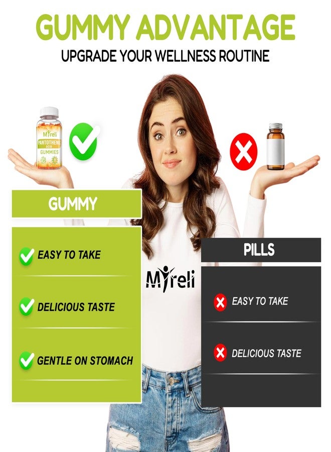حلوى حمض البانتوثينيك من ميريلي - مكمل غذائي نباتي بفيتامين ب5، تركيبة بانتوثينات الكالسيوم، غير معدل وراثيًا، خالٍ من الغلوتين، 60 قطعة للمضغ، خالٍ من الجيلاتين، خالٍ من الصويا، خالٍ من منتجات الألبان، بدون ألوان صناعية - Image 4