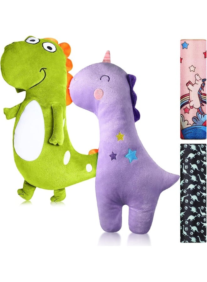 Tuanse 4 Pack Seatbelt Pillow for Kids Soft Car Seat Belt Cover Unicorn Baby Car Seat Strap Covers Dinosaur Kids Seat Pad Strap Seat Belt Cushion Head Rest Support Shoulder for Girls Boys Baby Car Stroller - Image 1