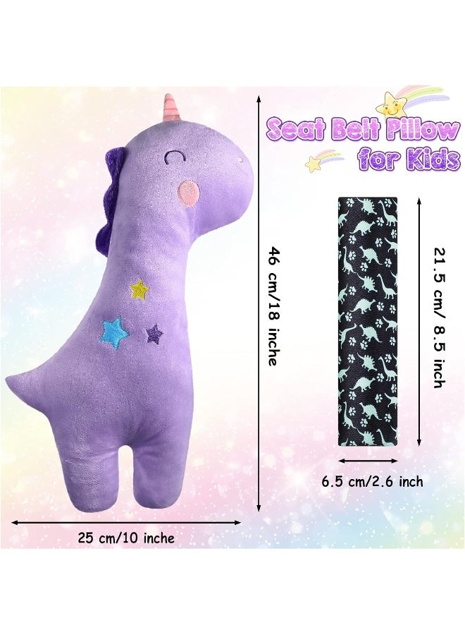 Tuanse 4 Pack Seatbelt Pillow for Kids Soft Car Seat Belt Cover Unicorn Baby Car Seat Strap Covers Dinosaur Kids Seat Pad Strap Seat Belt Cushion Head Rest Support Shoulder for Girls Boys Baby Car Stroller - Image 2