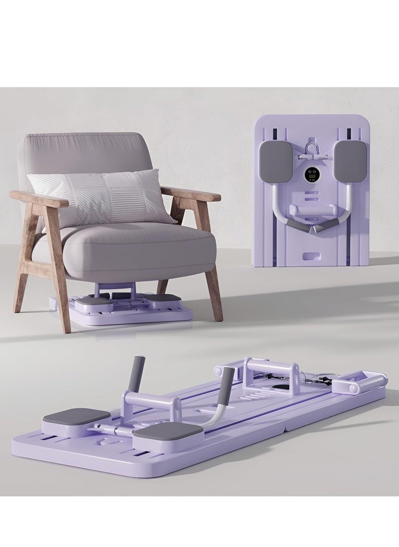 Pilates Reformer Machine with Timer,Foldable Pilates Machine & Equipment for Home Use and Gym Workout,5 in 1 Pilates Board with Phone Holder,Suitable for Advanced and Beginners Users