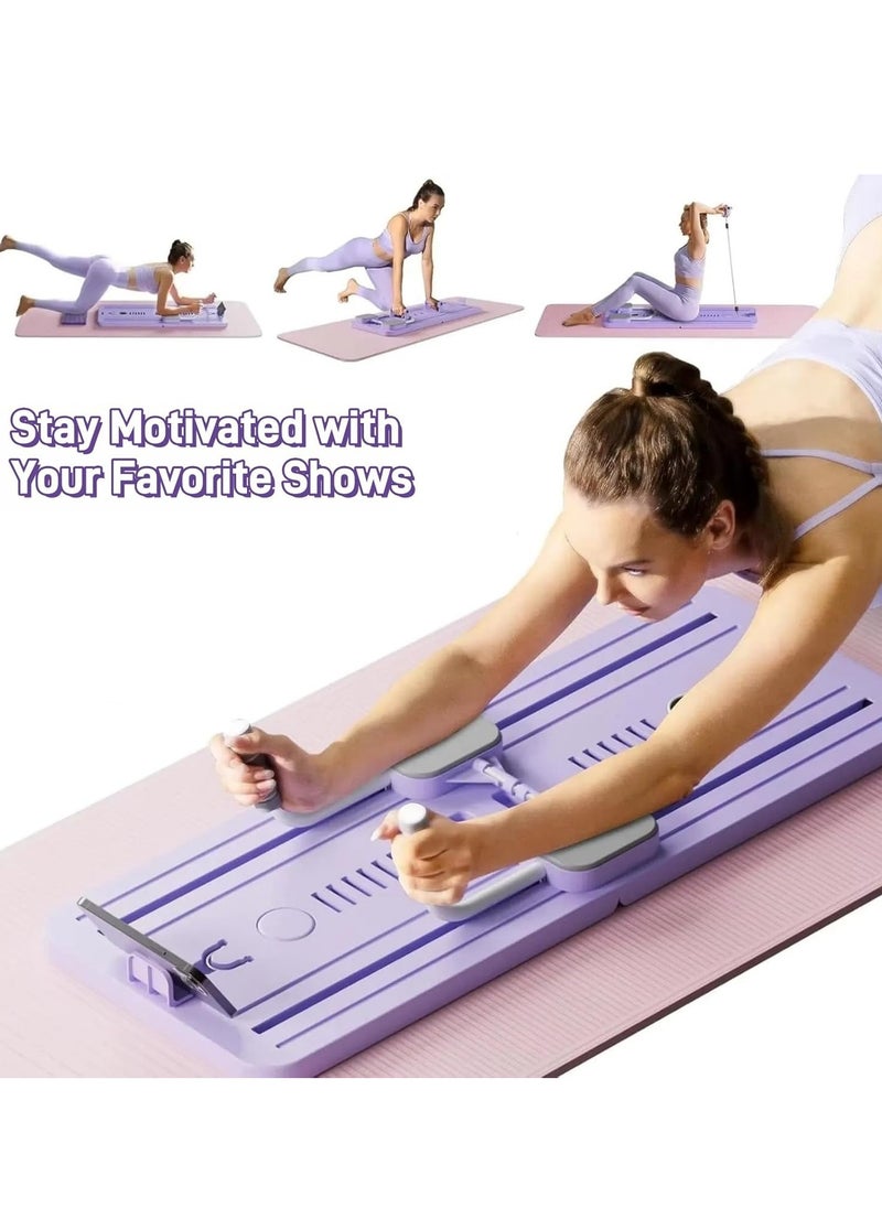 Pilates Reformer Machine with Timer,Foldable Pilates Machine & Equipment for Home Use and Gym Workout,5 in 1 Pilates Board with Phone Holder,Suitable for Advanced and Beginners Users