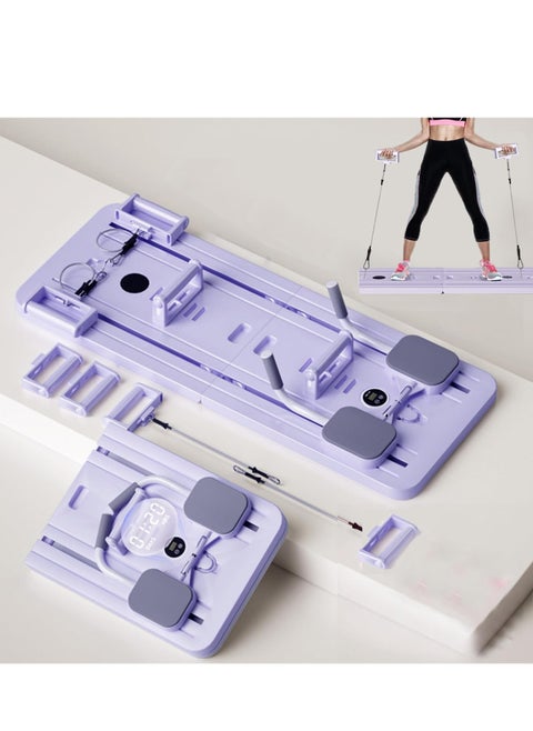 Pilates Reformer Machine with Timer,Foldable Pilates Machine & Equipment for Home Use and Gym Workout,5 in 1 Pilates Board with Phone Holder,Suitable for Advanced and Beginners Users