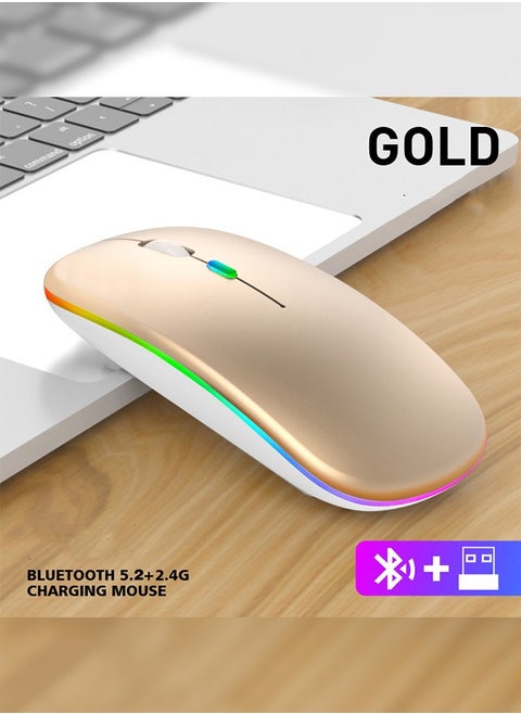 Rechargeable Ultra-Thin Wireless Mouse Color Gold