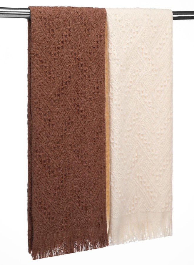 Mindsoft 2 Pcs Boho Bathroom Hand Towels 14 x 29 Inch Farmhouse Jacquard Decorative Hand Towels 100% Cotton Turkish Absorbent Soft Wash Cloth for Bathroom Kitchen Spa Football Farmhouse Guest Gift - Image 1