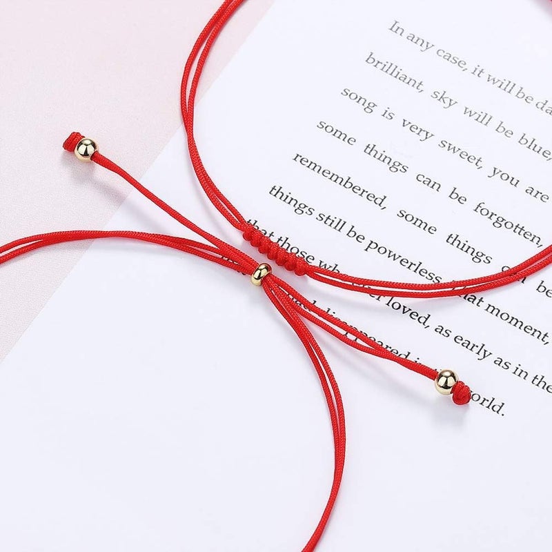 SOLARAE 7 Knots Red String Bracelet Good Luck Pinky Promise Distance Matching Bracelets Kabbalah Protection Thread Handmade String Relationship Bracelets Good Luck Gift for Women Men Girls Boys Family - Image 4