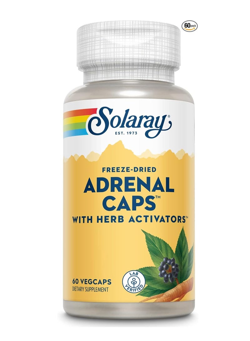 SOLARAY Adrenal Caps, Freeze-Dried - Wellness Support 30 Servings 60 VegCaps