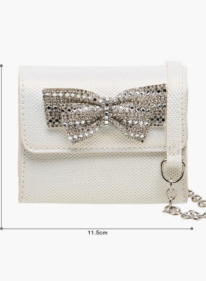 Flora Bella By Shoexpress Embellished Bow Crossbody Bag with Chain Strap - Image 2