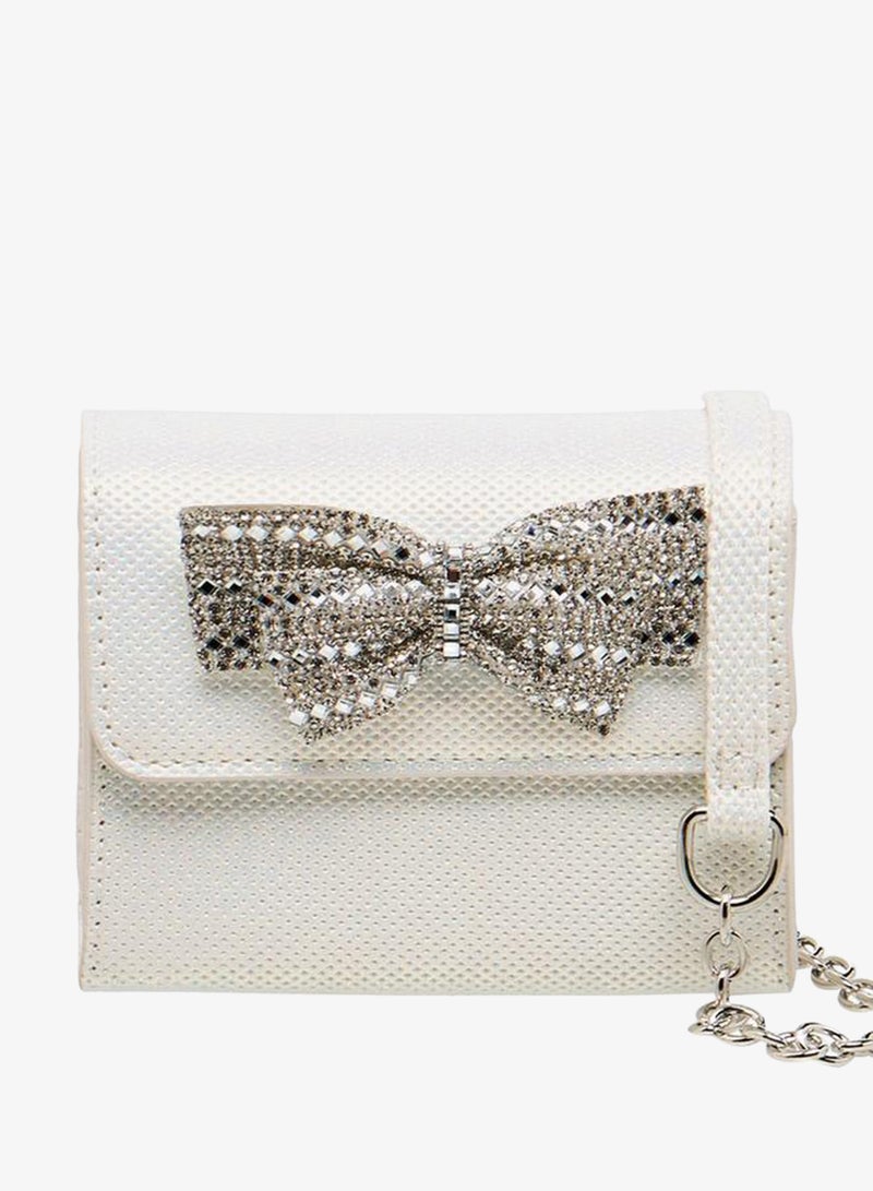 Flora Bella By Shoexpress Embellished Bow Crossbody Bag with Chain Strap - Image 1