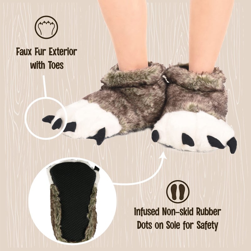 Lazy One Wolf Paw Kid Slippers by Lazy One, Gray, Medium(kids13-3) - Image 5