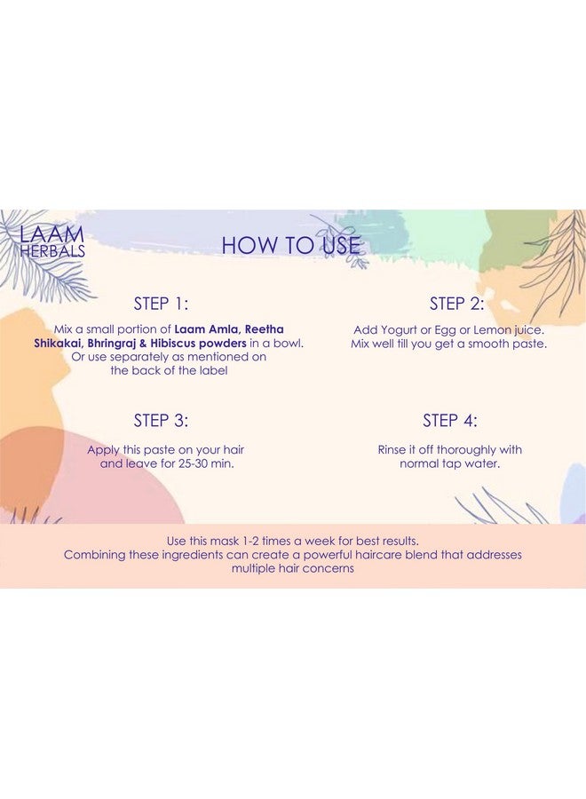 Laam Amla, Reetha, Shikakai, Bhringraj & Hibiscus Powder | Results In One Wash | Long, Strong & Black Hair Naturally (5X100 G) - Image 3