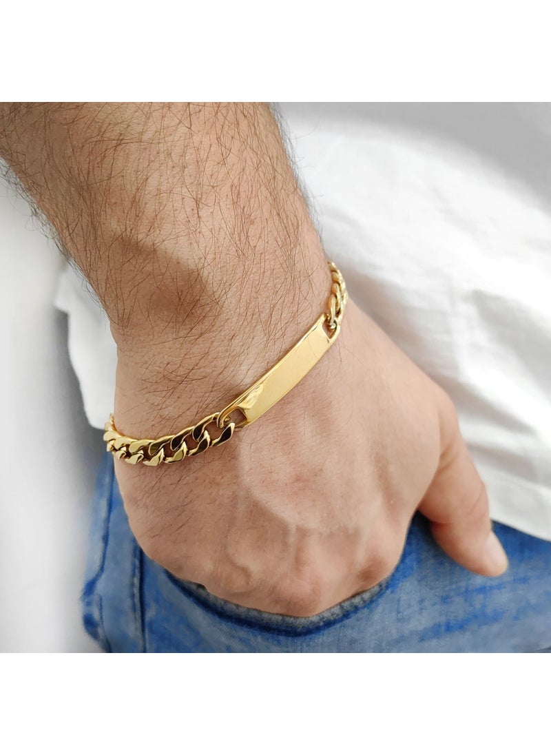 Gold Steel Men's Flat Chain Model Imprint Bracelet EU40SR - pzsku/Z0EA607CC1292941ABE9BZ/45/_/1725793664/5adc4ddc-b63d-44ff-bef5-4a084523b89c