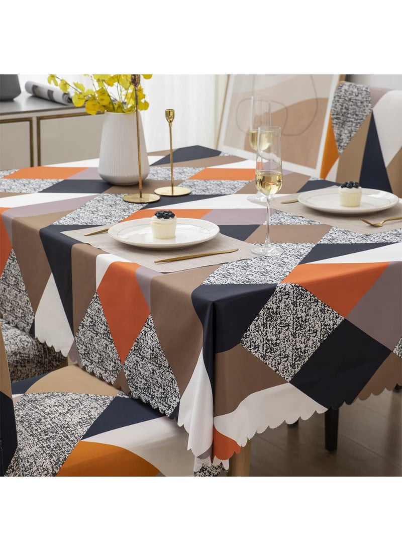 Styleys Styleys Dining Table Cover Waterproof with for Kitchen Dining Table Cloth Dust and Oil Repellent (140x180, 1 Table Cover Only, Orange Prism, CTSLMC153)  - Image 3