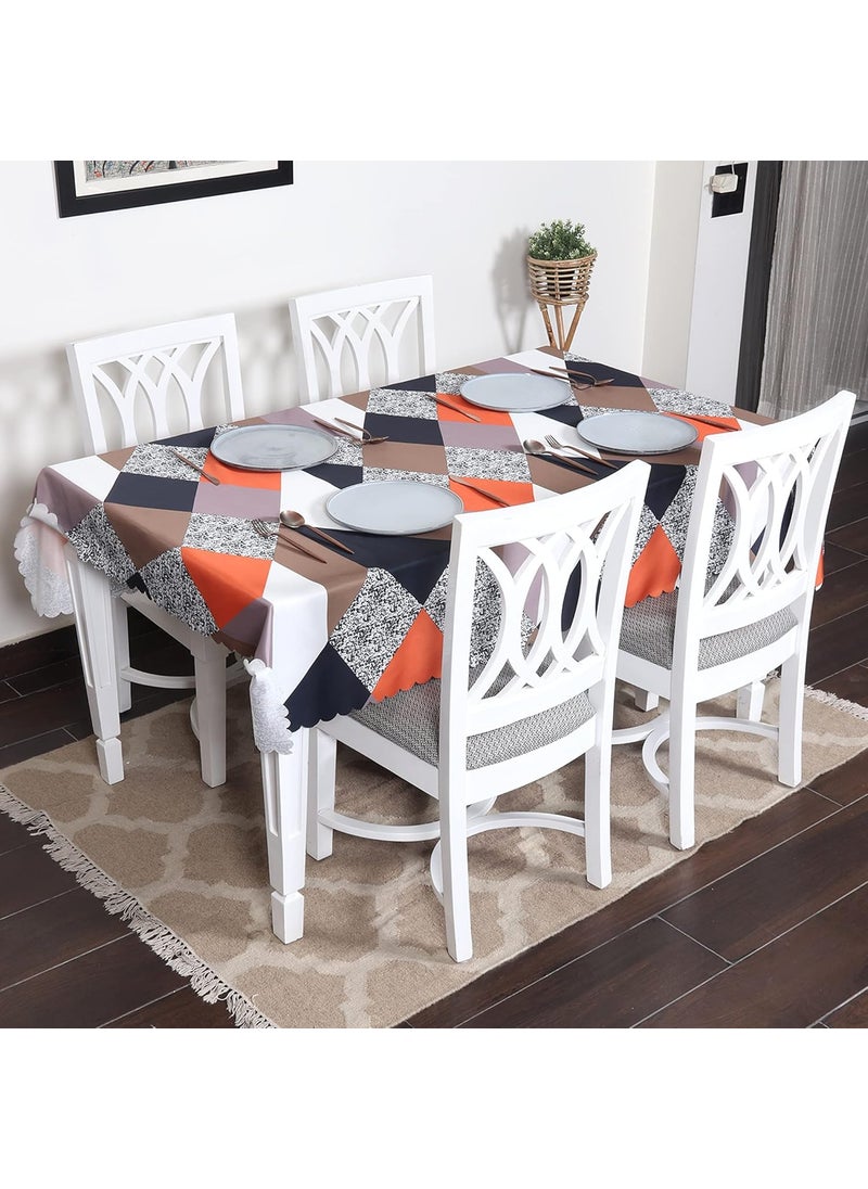 Styleys Styleys Dining Table Cover Waterproof with for Kitchen Dining Table Cloth Dust and Oil Repellent (140x180, 1 Table Cover Only, Orange Prism, CTSLMC153)  - Image 1