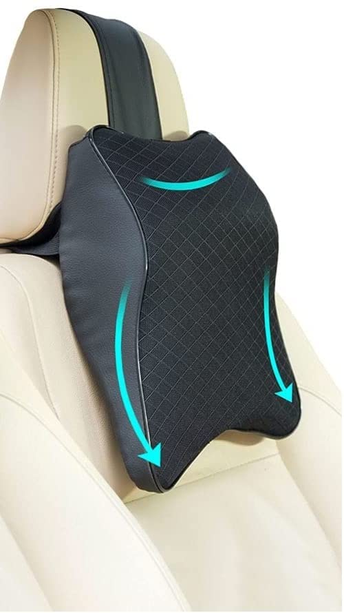 APURK|CAR Back Pillow|Memory Foam Car Seat Neck Rest Cushion|Neck Pillow for Car|Head Rest for Car |Support for Neck/Back Pain Relief Neck Rest Support Cushion (Pack of 1) - Image 1