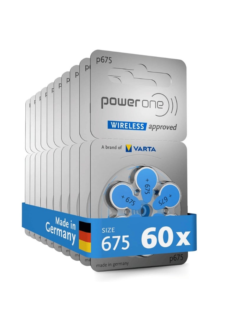 PowerOne 60-Pieces Powerone Wireless Approved (Size 675) Hearing Aid 1.45V Batteries  - Image 1