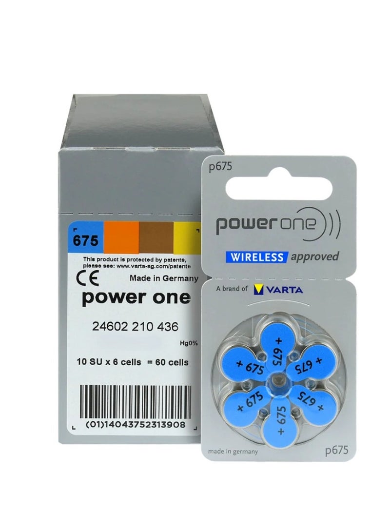 PowerOne 60-Pieces Powerone Wireless Approved (Size 675) Hearing Aid 1.45V Batteries  - Image 3