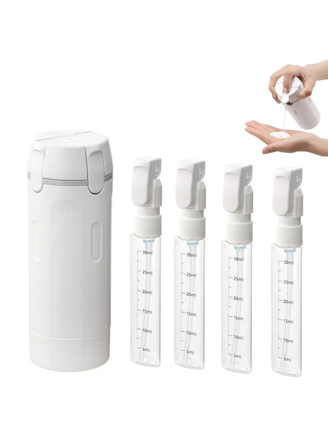 Nailuck 4-in-1 Portable Refillable Travel Bottles, 4×40ml (160ml Total) Leakproof Reusable Cosmetic Containers, White for Travel Fitness Camping - Image 1