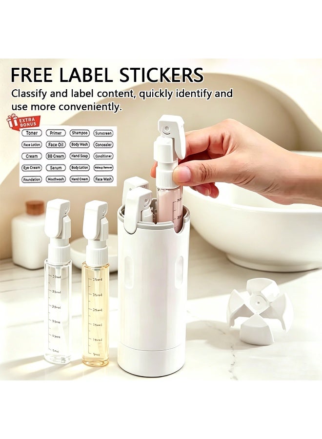 Nailuck 4-in-1 Portable Refillable Travel Bottles, 4×40ml (160ml Total) Leakproof Reusable Cosmetic Containers, White for Travel Fitness Camping - Image 4