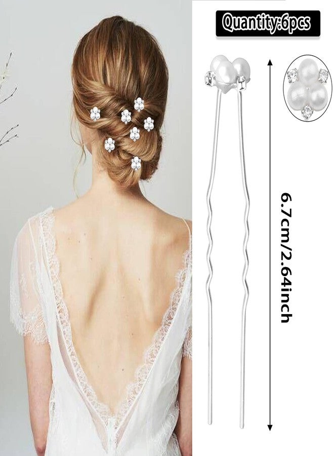 Messen 30 Pieces Wedding Pearl Hair Pins for Brides Bridal, Elegant Pearl Rhinestones Hair Pins Updos Hair Piece Hair Accessories for Brides Bridesmaid Women (Silver) - Image 3