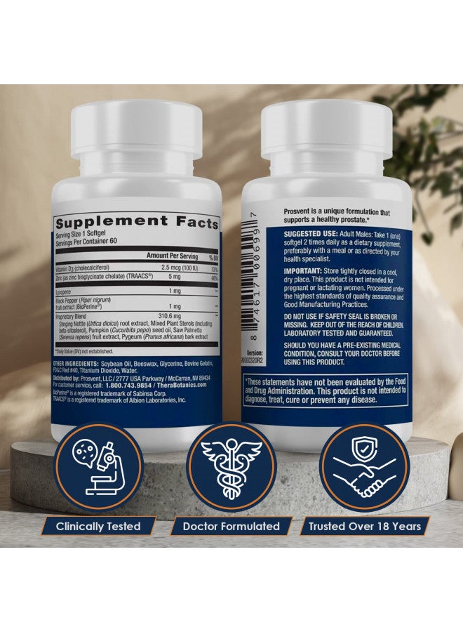 Prosvent Advanced Men'S Prostate Support Natural Supplement With Saw Palmetto, Vitamin D, and Zinc To Ease Urinary Frequency & Urgency (60 Count) - Image 2