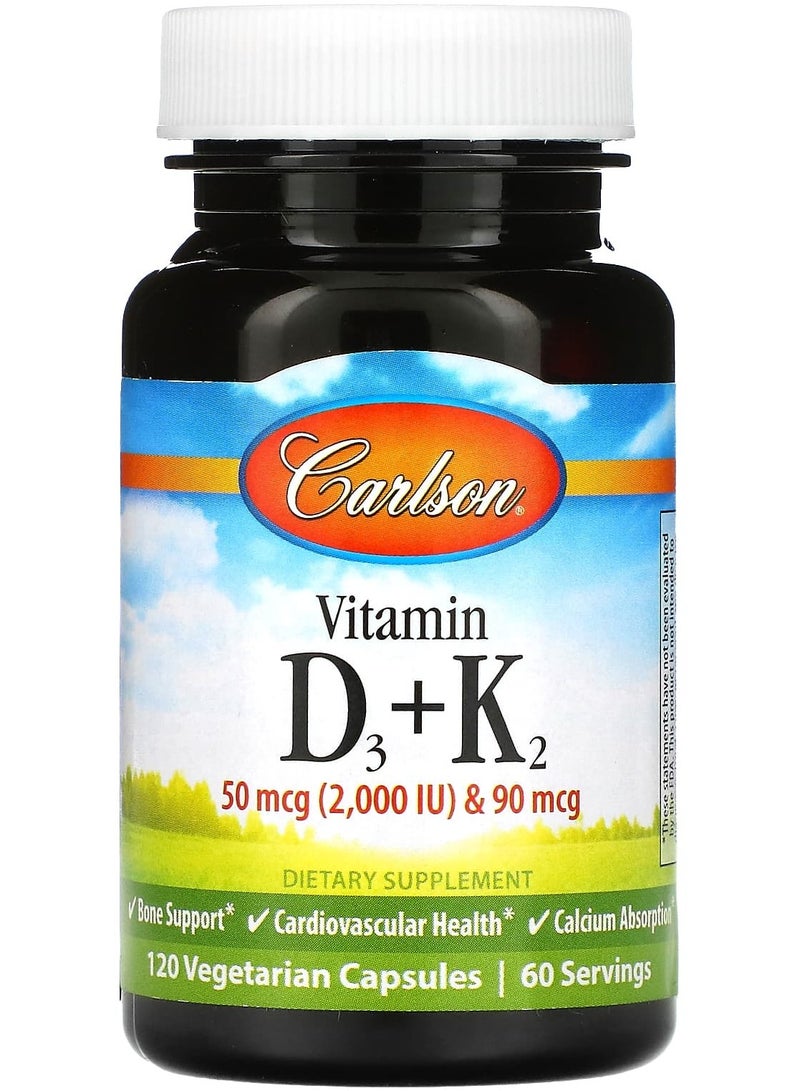 فيتامين د3 + ك2، 120 كبسولة نباتية