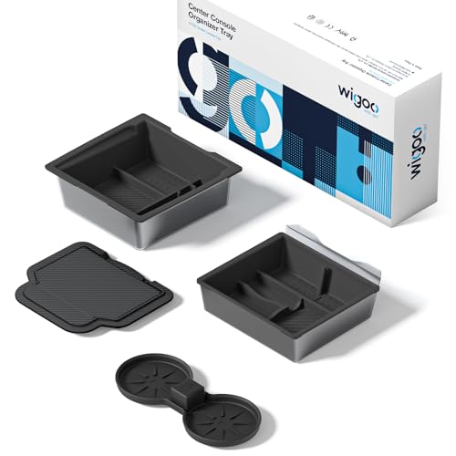Wigoo Tesla New Model Y Juniper & Model 3 Center Console Organizer [Double Layer Space, Slide smoothly] Model 3 (2024~2025)/New Model Y Juniper Accessories, 4PCS Black - Image 1