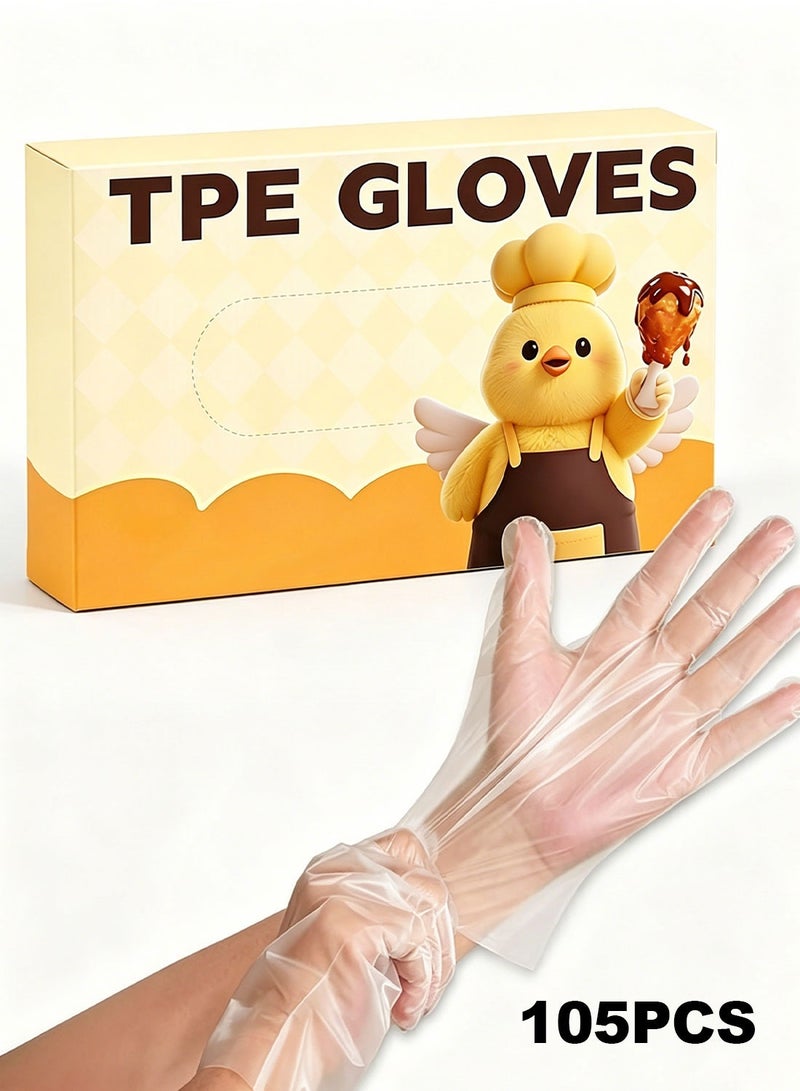 Goodly 105 Pack Disposable Gloves, Food Grade Heavy Duty Waterproof & Oilproof for Kitchen Cleaning, Catering, Restaurant Use, Household, Food Handlers - TPE Material, Extra Thick, Puncture Resistant - Image 1