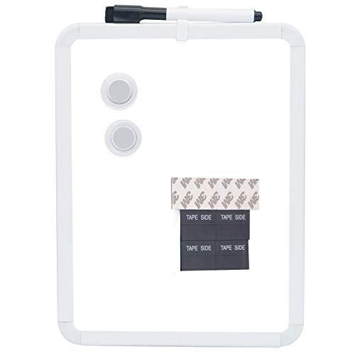 CEREM Magnetic Dry Erase Board for School Locker, 8.5" x 11", White-Framed with Marker and 2 Magnets - Small Whiteboard for School, Home, Office, Travel - Image 1