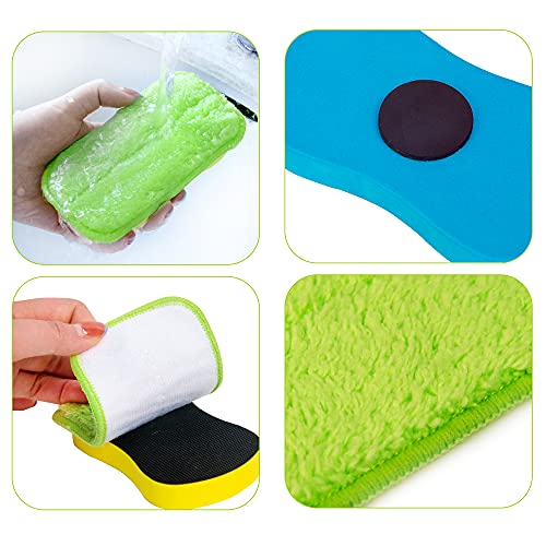 OSOPOLA 2 Packs Chalkboard Eraser - Washable Reusable Microfiber Eraser Cleaning Chalk/Markers/Duster Tool in Home Classroom Office Attached 2 Pcs Microfiber Cloth WP03 - Image 3