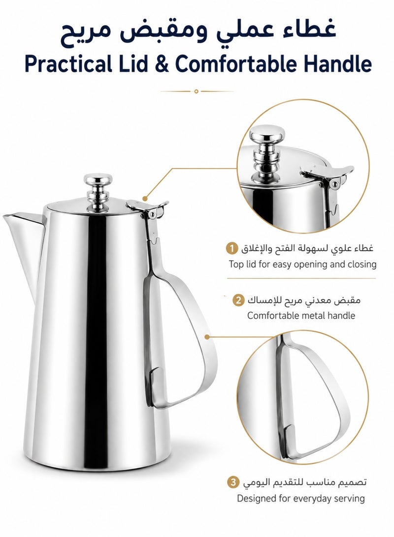 Lucky 1.5L Milk Frothing Pot Stainless Steel Pot with Lid Coffee Milk Beverage Short Spout Pot Suitable for Beverages Milk Juice Silve - Image 5