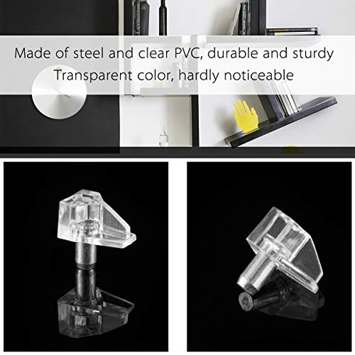 Apipi 100 Pieces Clear Shelf Support Pegs -5 mm Cabinet Shelf Clips,Shelf Holder Pins Bracket Steel Pin for Cabinet Furniture Book Shelves Supplies - Image 4