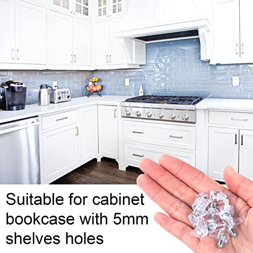 Apipi 100 Pieces Clear Shelf Support Pegs -5 mm Cabinet Shelf Clips,Shelf Holder Pins Bracket Steel Pin for Cabinet Furniture Book Shelves Supplies - Image 3