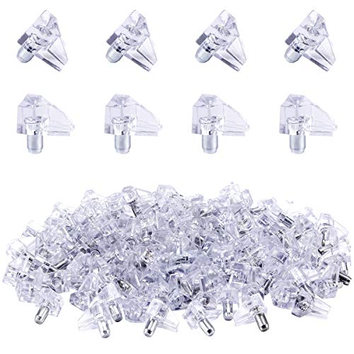 Apipi 100 Pieces Clear Shelf Support Pegs -5 mm Cabinet Shelf Clips,Shelf Holder Pins Bracket Steel Pin for Cabinet Furniture Book Shelves Supplies - Image 1