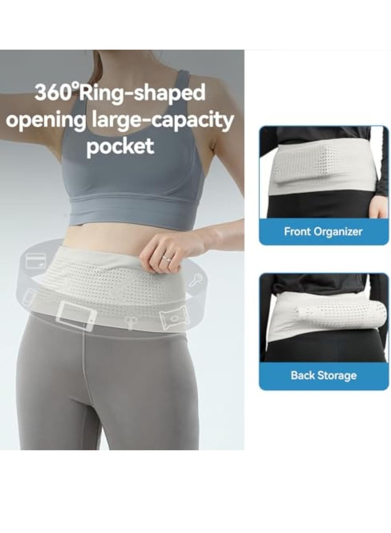 حقيبة خصر محمولة للجري، قطعة واحدة، رمادية للنساء، مصنوعة من النايلون، مقاس متوسط، مرنة لوزن من 50 إلى 65 كجم - Image 2