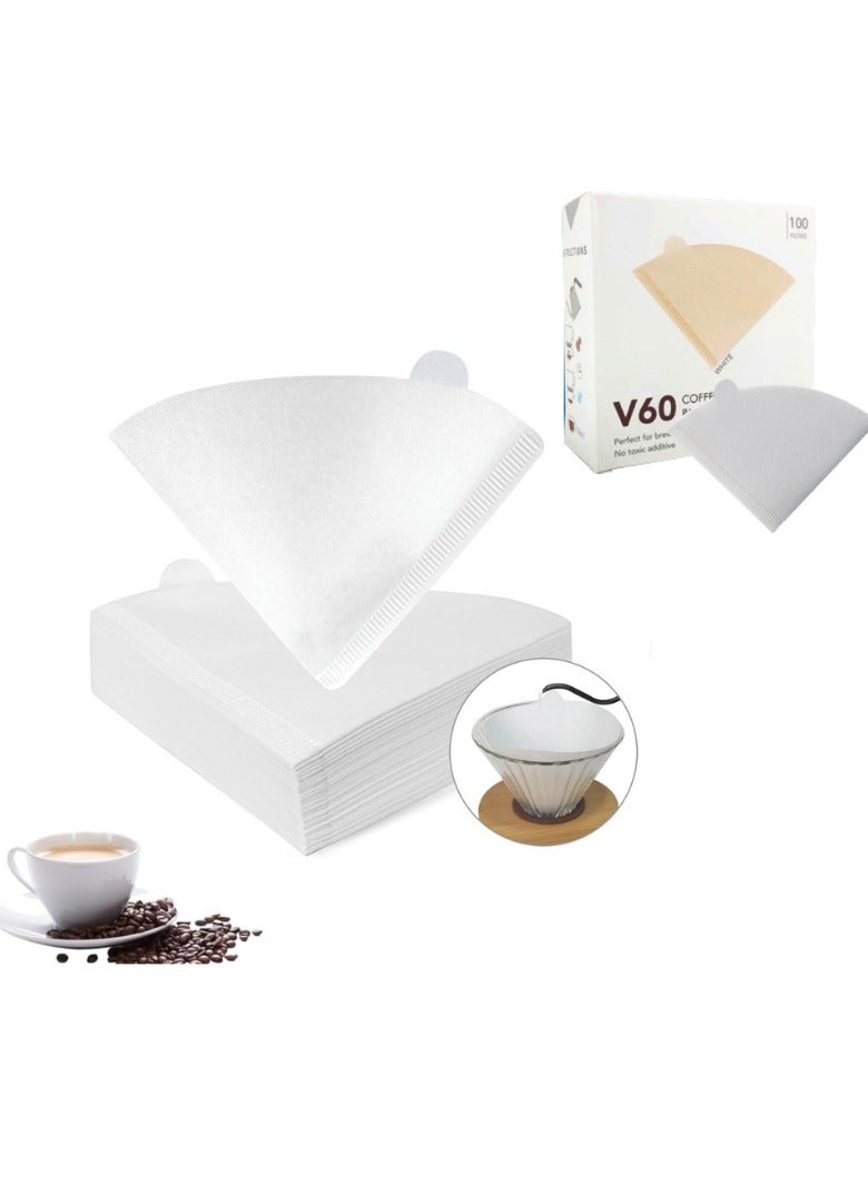 SKAFA Coffee Filters 200 Pcs | V60 Cone Paper Filter | Natural Disposable Coffee Filters | Compatible with V60 Dripper and No.1/2 Size Pour Over fit to all drippers. (White, 2-4 Cups) - Image 1