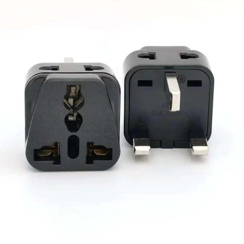 WOWSOME WOWSOME 2 Multiplug 13A TypeG UK Flat Pin MultiPlug for India to UK UAE Singapore HongKong and More Conversion Plug Convert Black Pack of 2 - Image 2